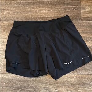 Saucony Black Athletic Shorts Lightweight Performance